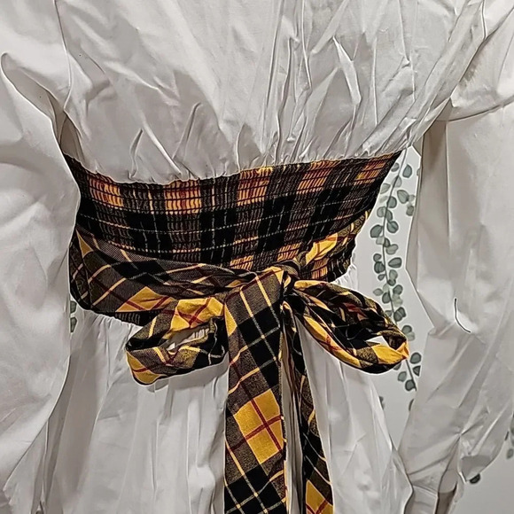 NEW Petersyn x Revolve Monroe Tartan Plaid Overlay Long Sleeve Blouse Womens S - Picture 6 of 9